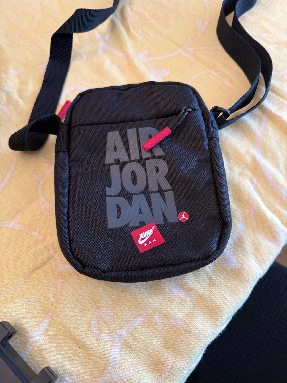 Jordan Black Crossbody Bag with Red Accents